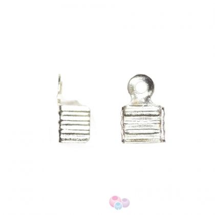 Посребрен накрайник за шнур или панделка 6x4mm (10бр)