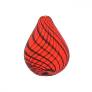 Кухо капковидно мънисто червено на черни вълни 22х15мм (1бр) 